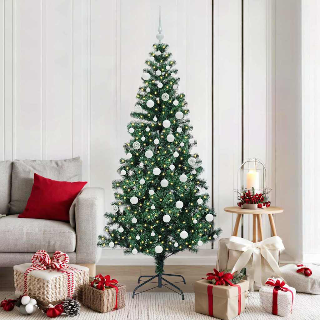 vidaXL Kunststof Voorverlichte Kerstboom Groen 120 cm PVC en Metalen