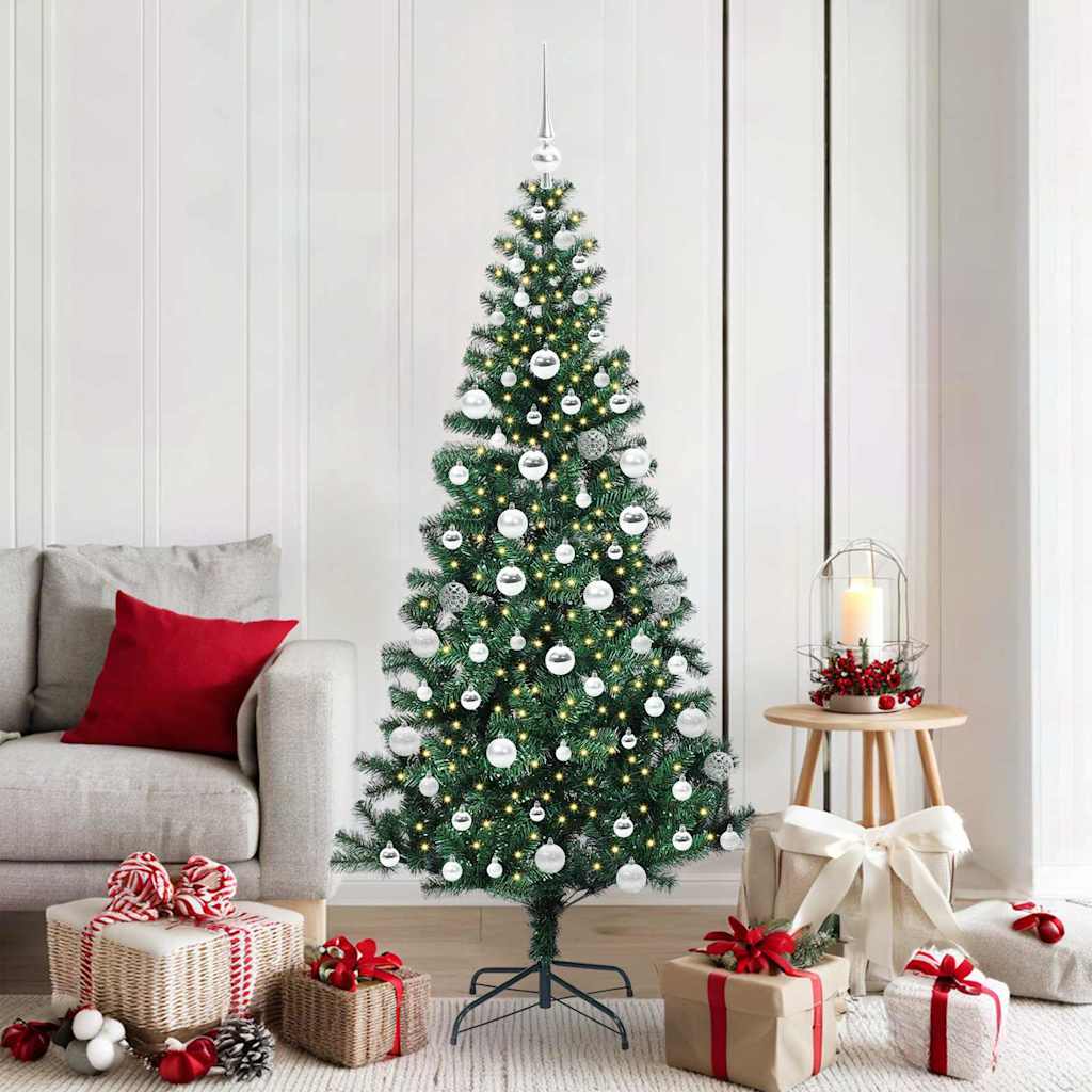 vidaXL Kunststof Voorverlichte Kerstboom Groen 120 cm PVC en Metalen