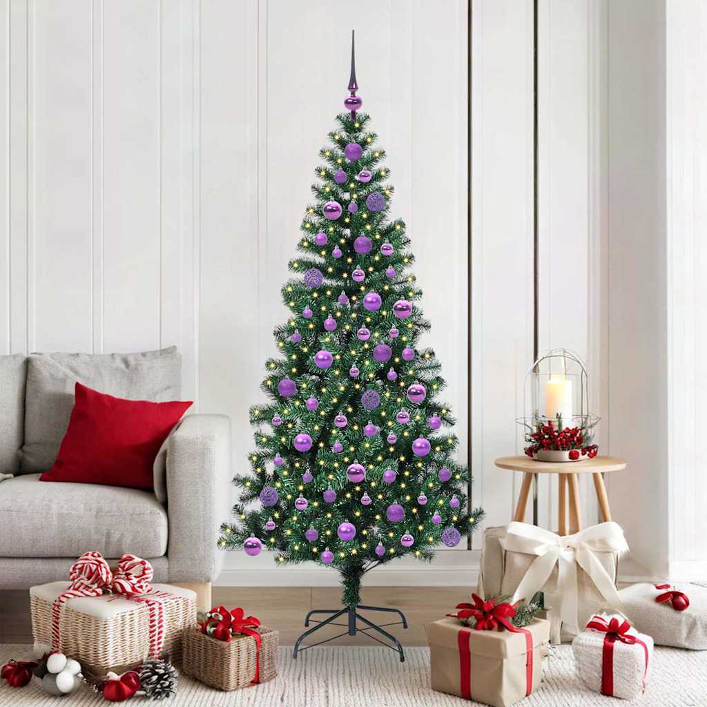 vidaXL Kunststof Voorverlichte Kerstboom Groen 120 cm PVC en Metalen