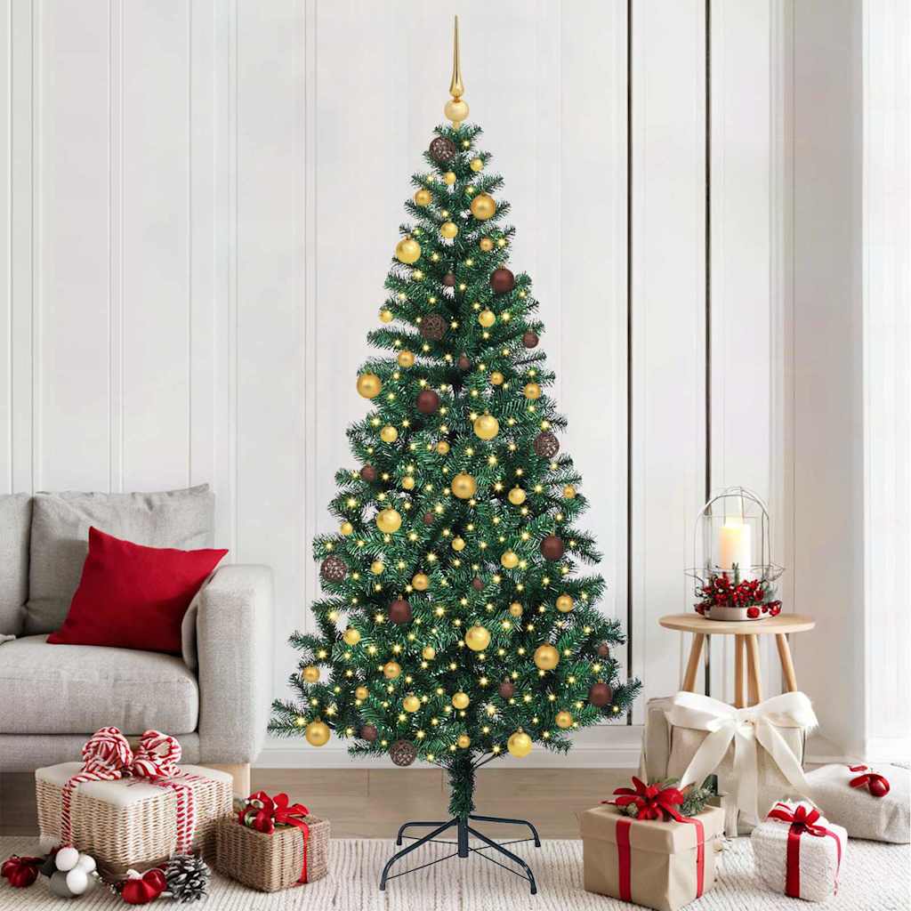 vidaXL Kunststof Voorverlichte Kerstboom Groen 120 cm PVC en Metalen