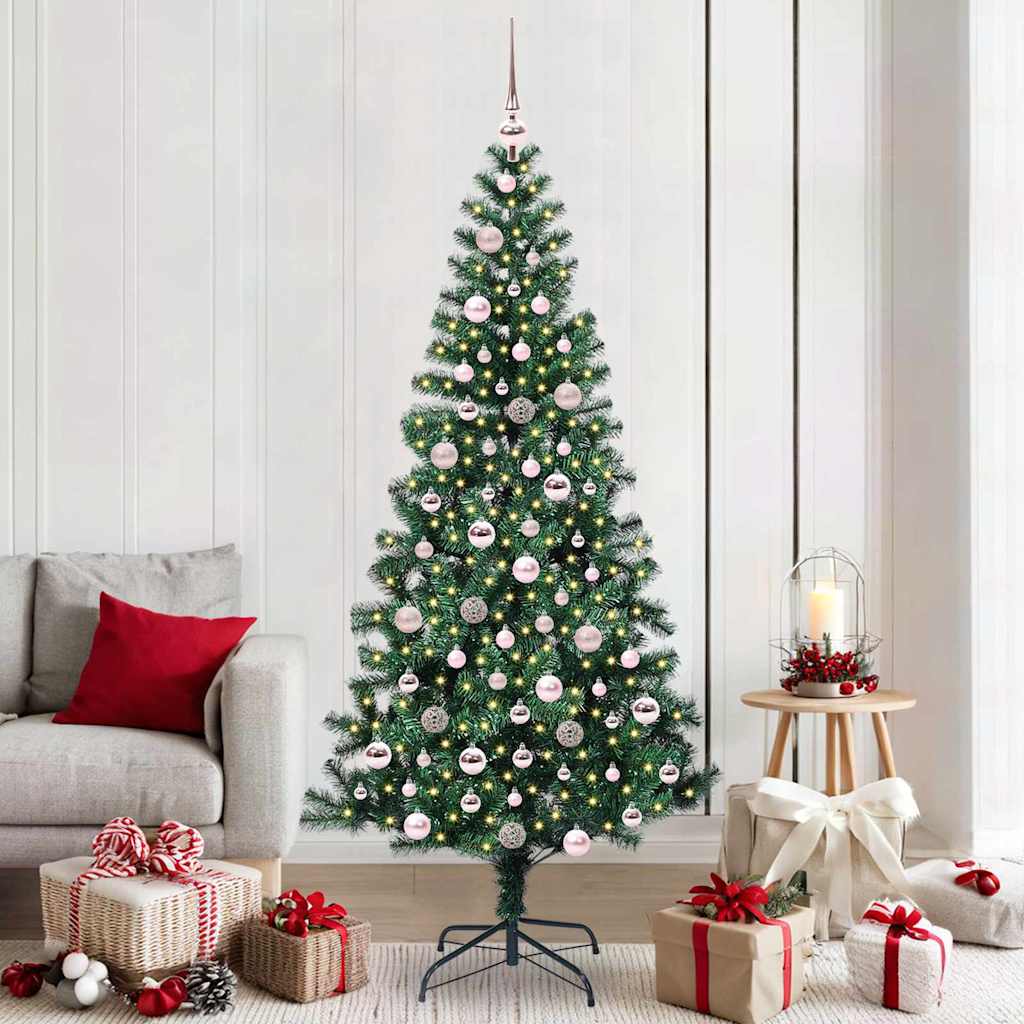 vidaXL Kunststof Voorverlichte Kerstboom Groen 120 cm PVC en Metalen