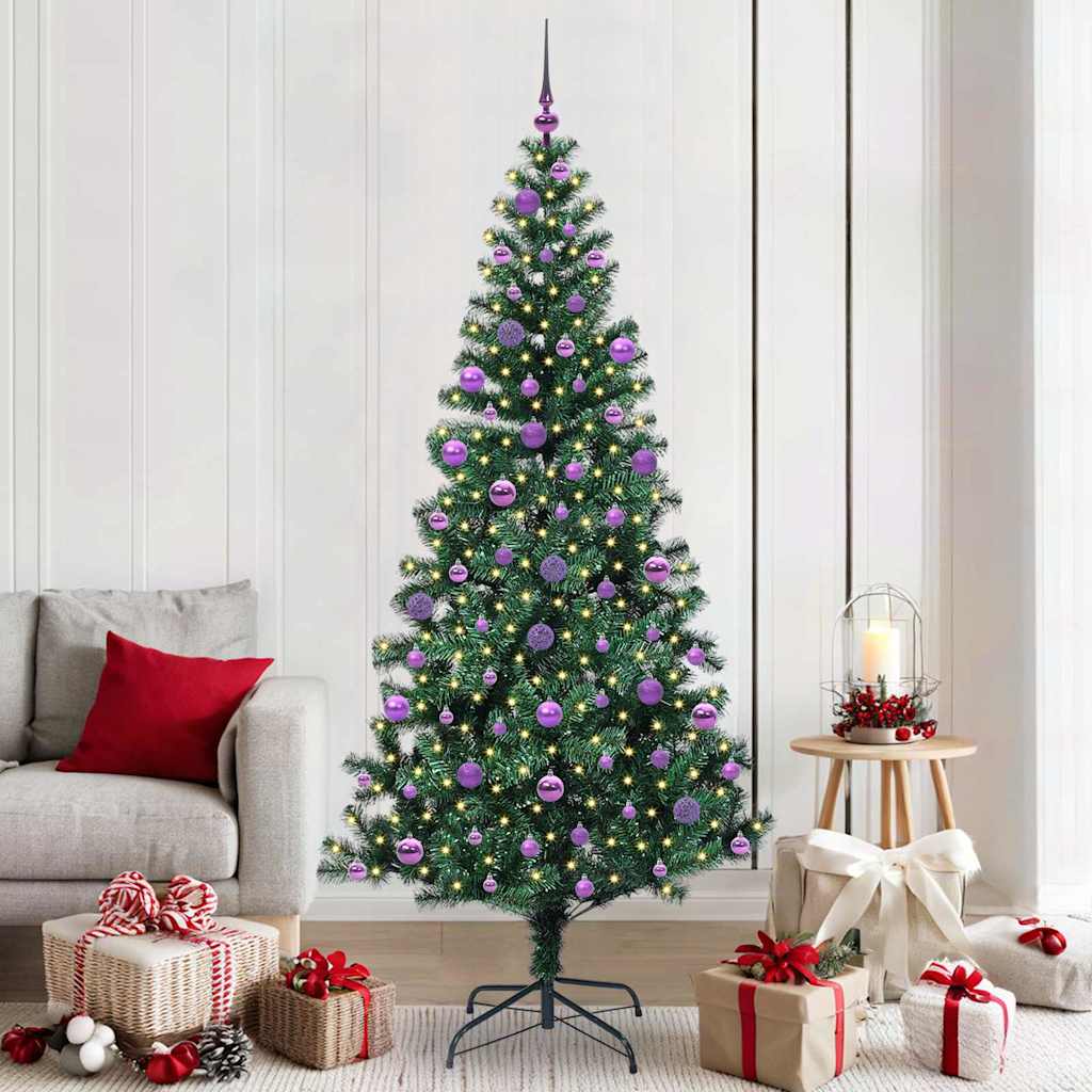vidaXL Kunststof Voorverlichte Kerstboom Groen 120 cm PVC en Metalen