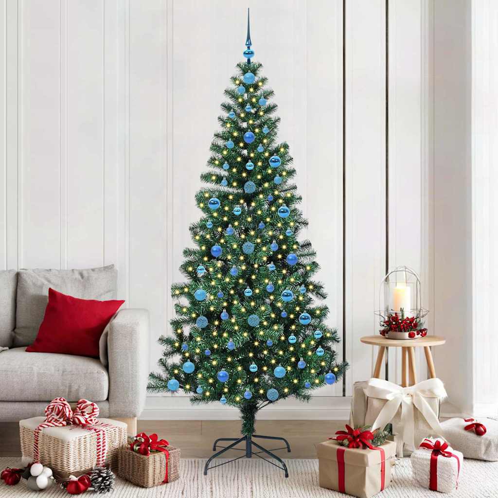 vidaXL Kunststof Voorverlichte Kerstboom Groen 120 cm PVC en Metalen