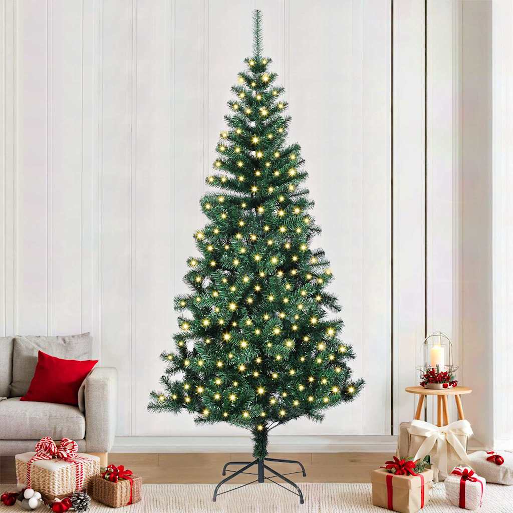 vidaXL Kunststof Voorverlichte Kerstboom Groen 120 cm PVC en Metalen