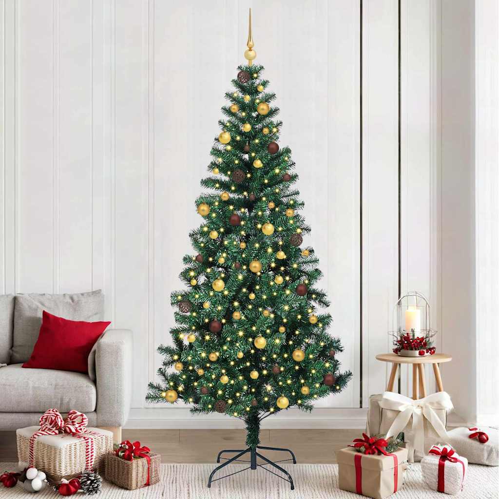 vidaXL Kunststof Voorverlichte Kerstboom Groen 120 cm PVC en Metalen