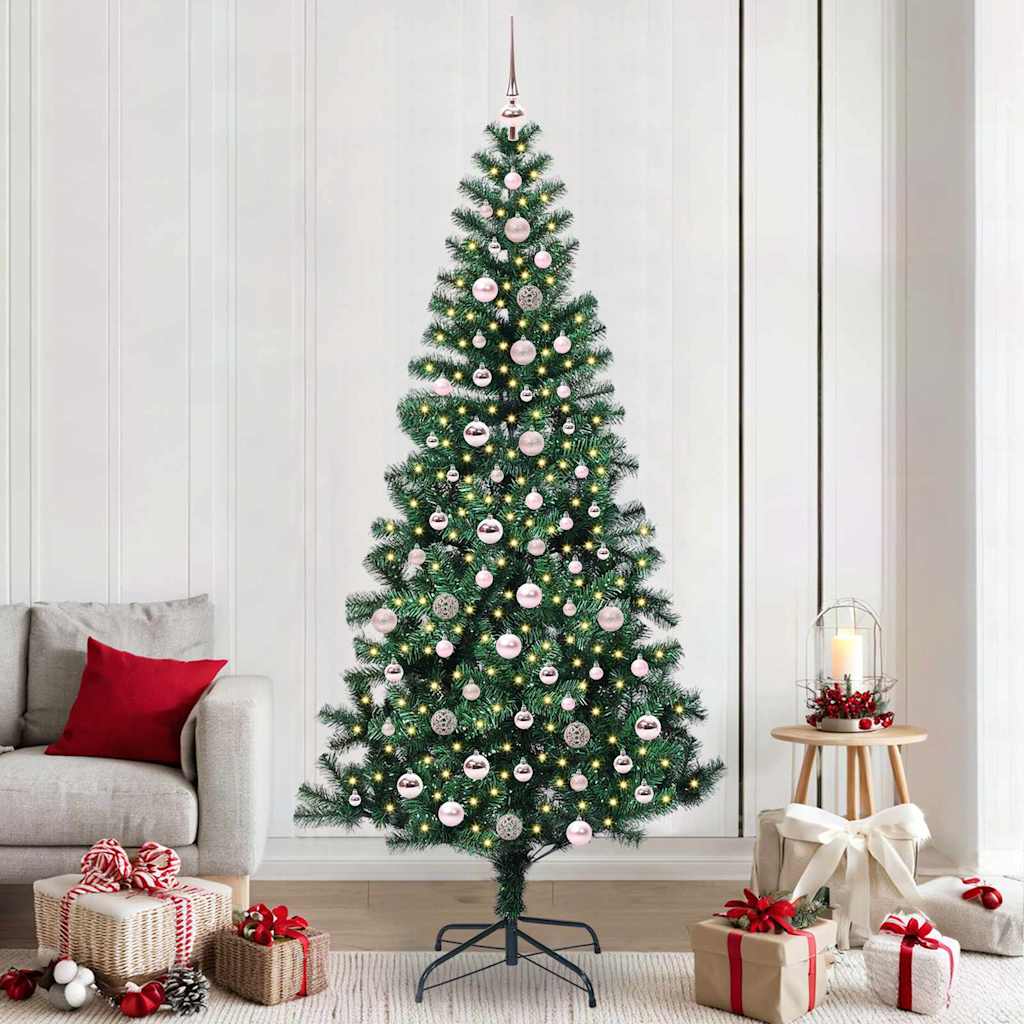 vidaXL Kunststof Voorverlichte Kerstboom Groen 120 cm PVC en Metalen