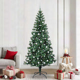 vidaXL Kunststof Voorverlichte Kerstboom Groen 120 cm PVC en Metalen
