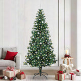 vidaXL Kunststof Voorverlichte Kerstboom Groen 120 cm PVC en Metalen