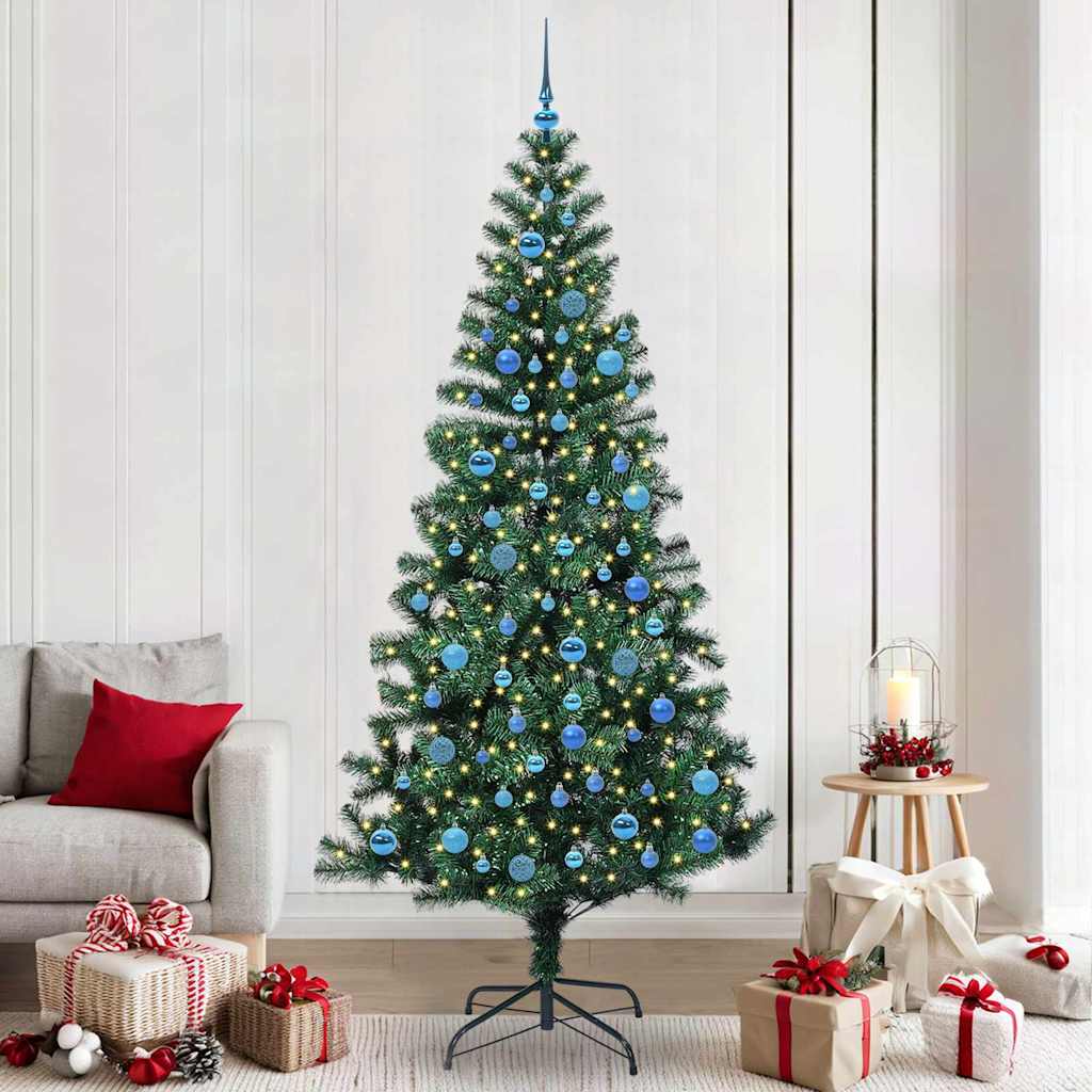 vidaXL Kunststof Voorverlichte Kerstboom Groen 120 cm PVC en Metalen
