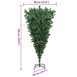 vidaXL Ondersteboven Kunstmatige Voorgelichte Kerstboom Groen 180 cm