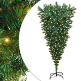vidaXL Ondersteboven Kunstmatige Voorgelichte Kerstboom Groen 180 cm