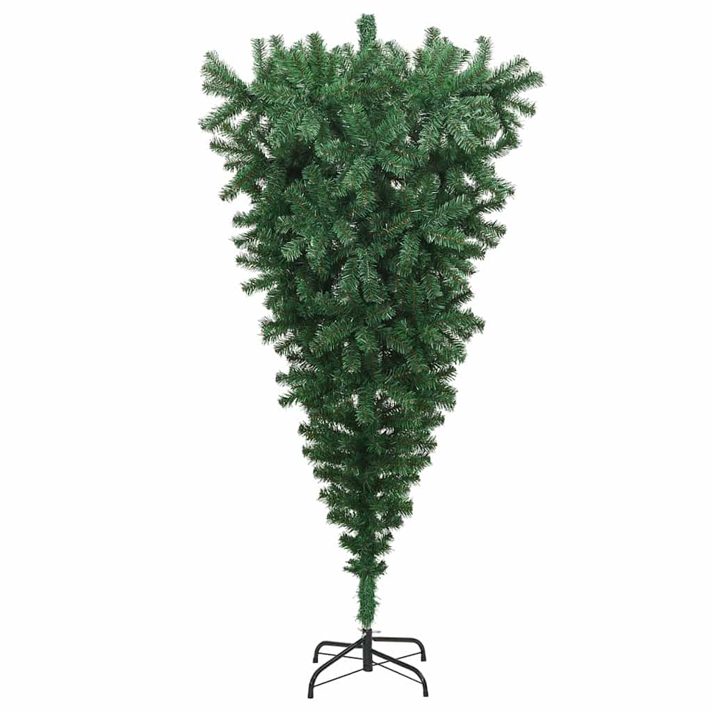 vidaXL Ondersteboven Kunstmatige Voorgelichte Kerstboom Groen 180 cm