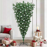 vidaXL Ondersteboven Kunstmatige Voorgelichte Kerstboom Groen 180 cm