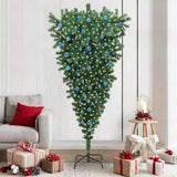 vidaXL Ondersteboven Kunstmatige Voorgelichte Kerstboom Groen 180 cm