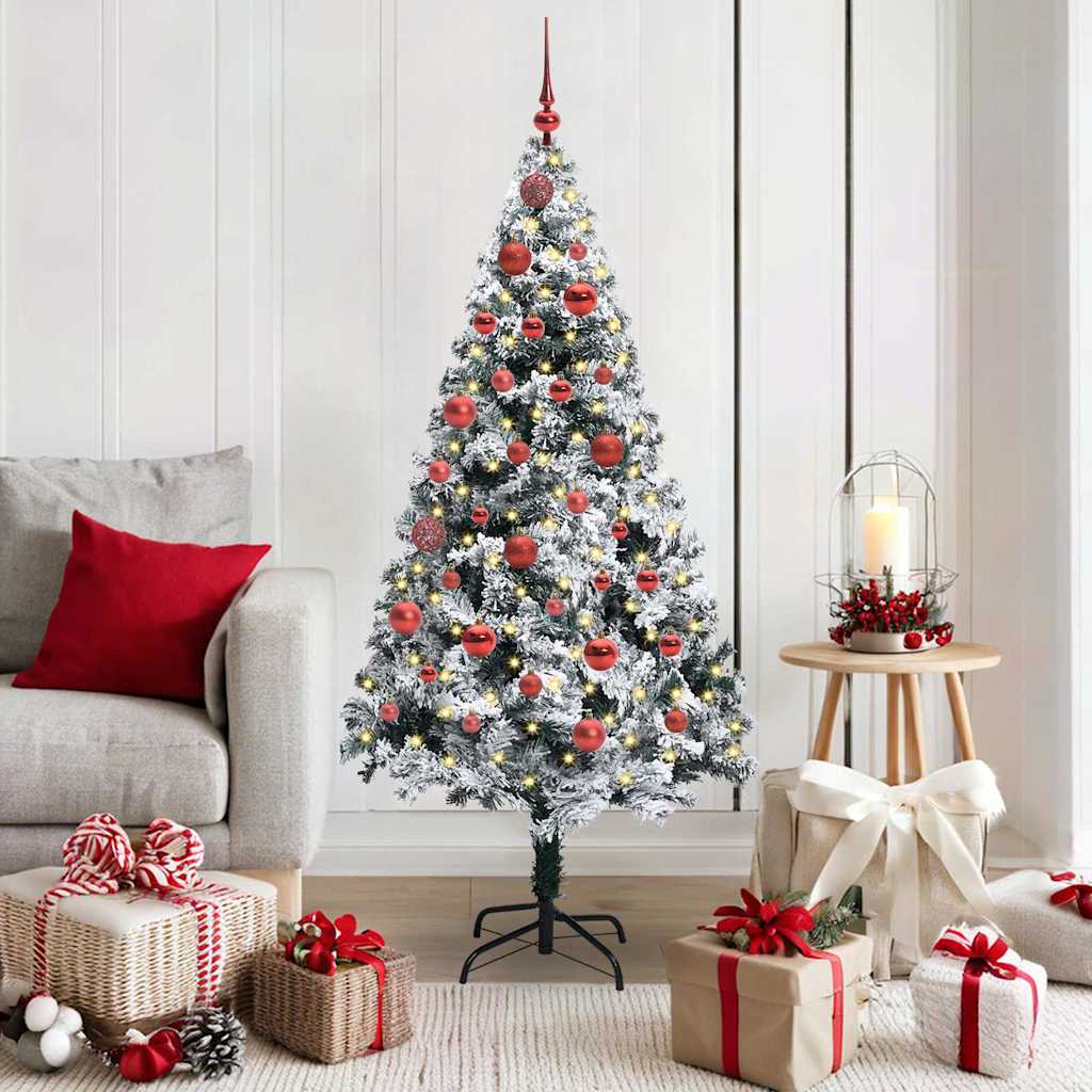 vidaXL Kunstkerstboom met 300 LED Wit 180 cm PVC en Staal en Kunststof