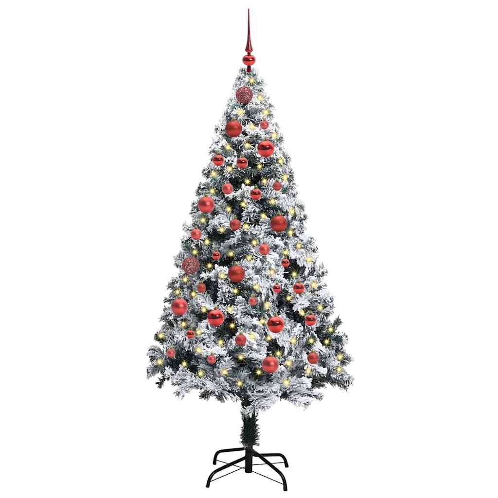 vidaXL Kunstkerstboom met 300 LED Wit 180 cm PVC en Staal en Kunststof