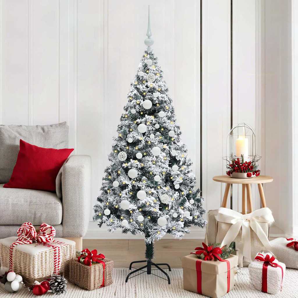 vidaXL Kunstkerstboom met 300 LED Wit 180 cm PVC en Staal en Kunststof