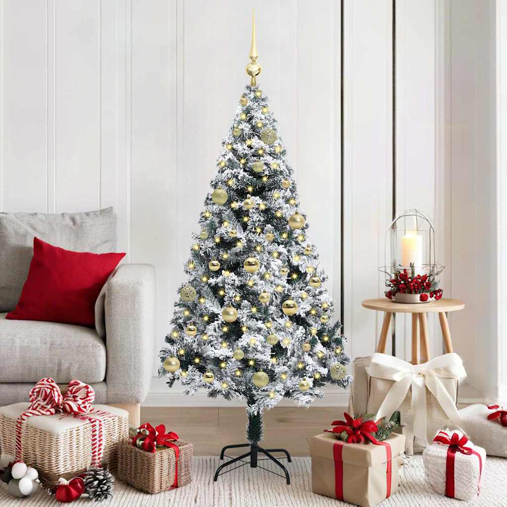 vidaXL Kunstkerstboom met 300 LED Wit 180 cm PVC en Staal en Kunststof