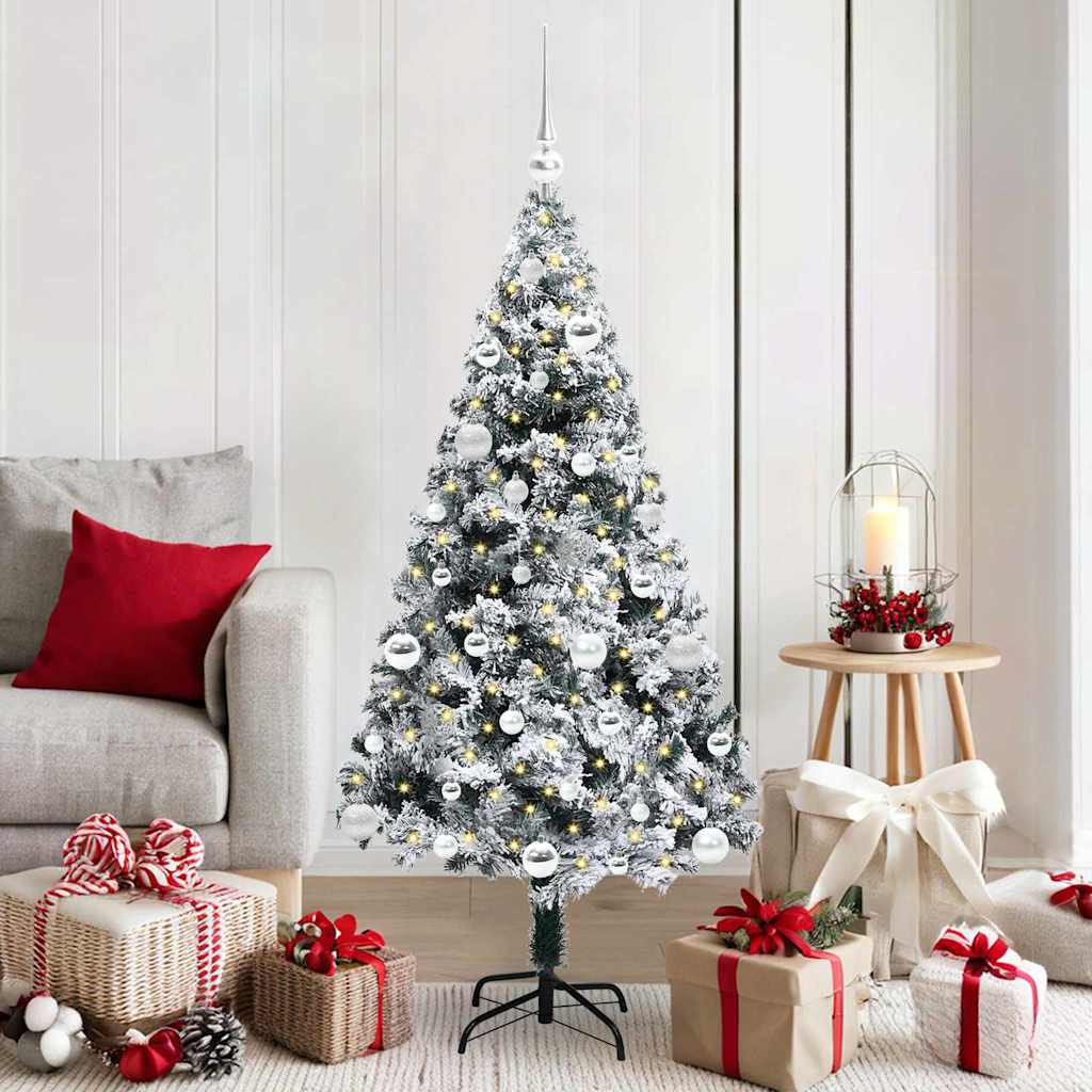 vidaXL Kunstkerstboom met 300 LED Wit 180 cm PVC en Staal en Kunststof