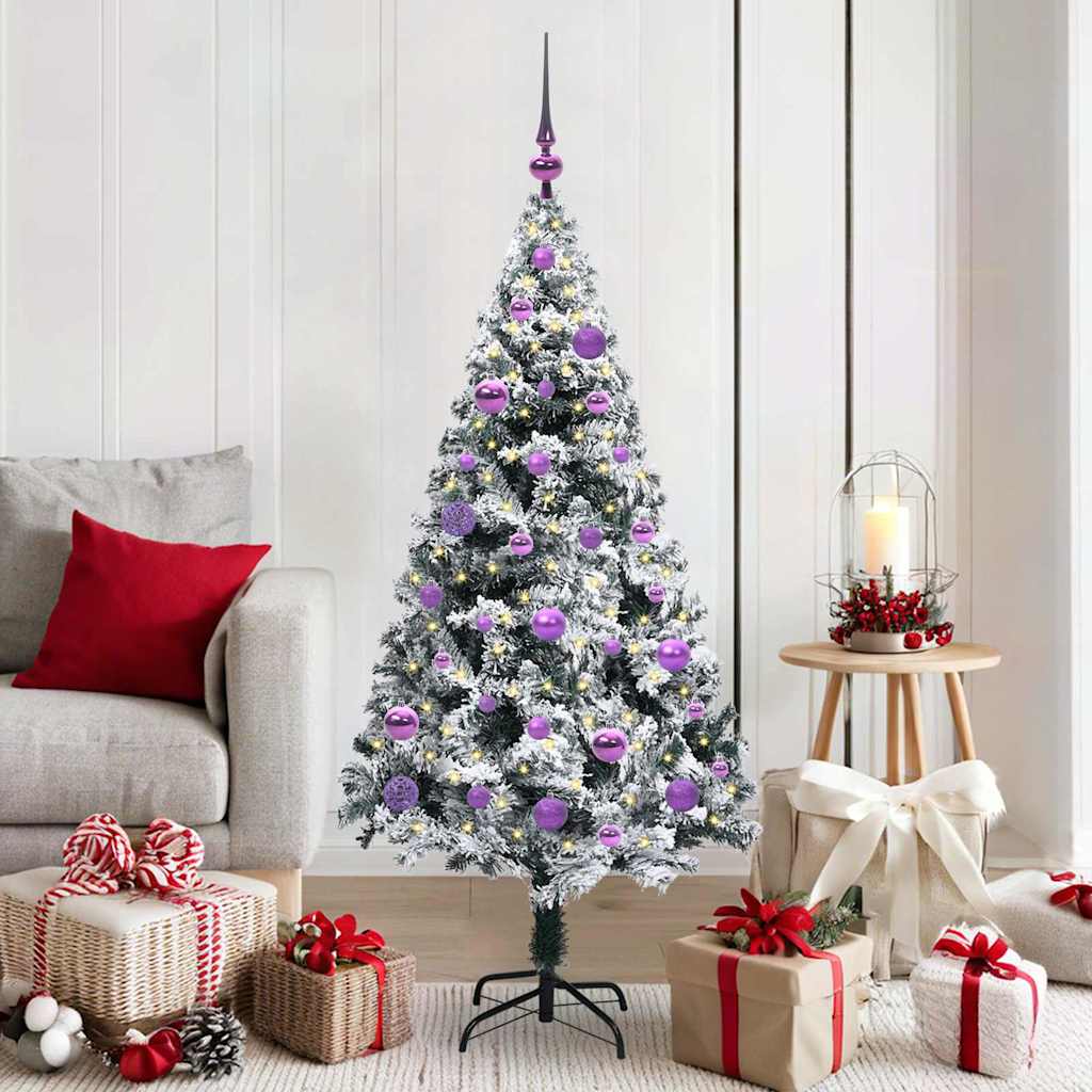 vidaXL Kunstkerstboom met 300 LED Wit 180 cm PVC en Staal en Kunststof