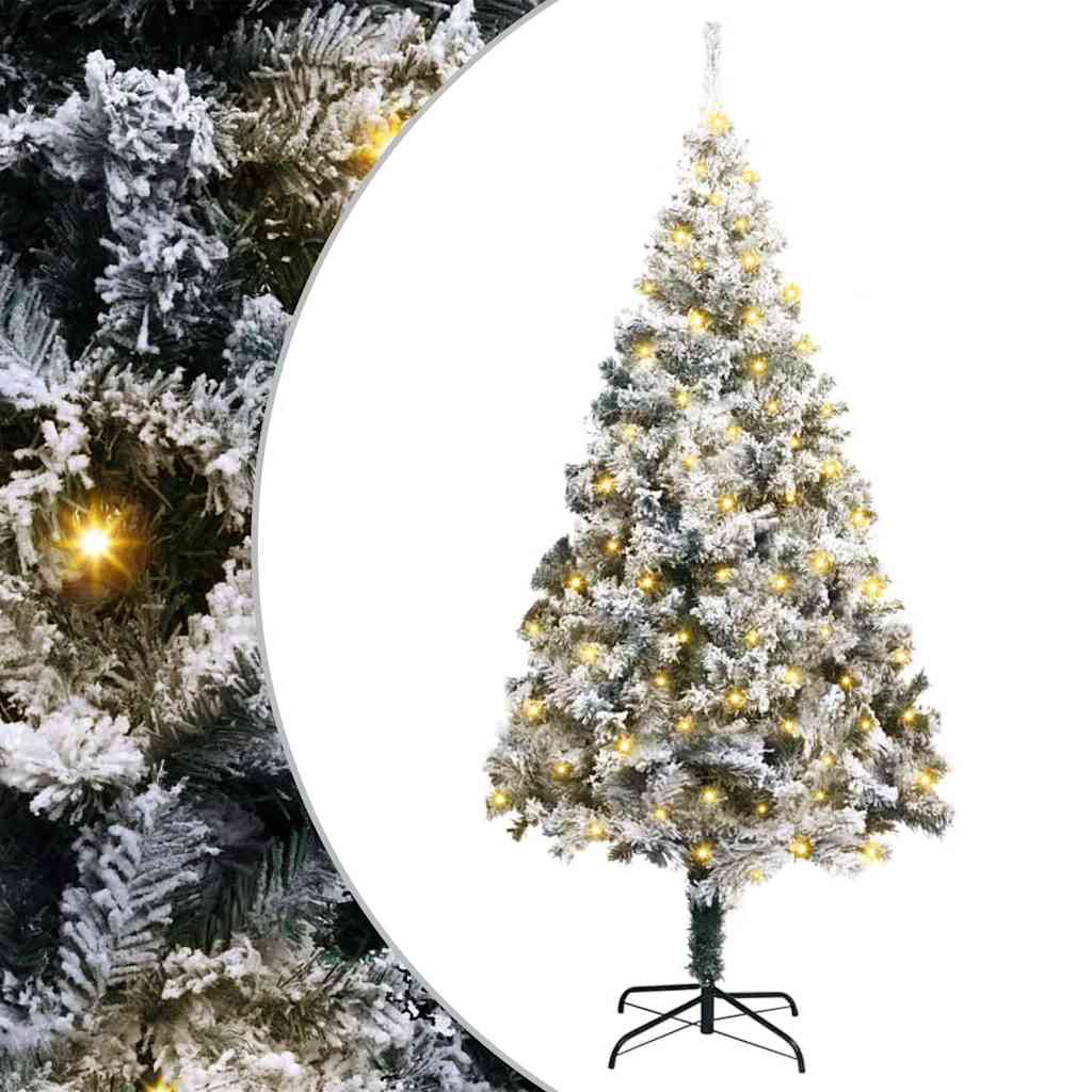vidaXL Kunstkerstboom met 300 LED Wit 180 cm PVC en Staal en Kunststof