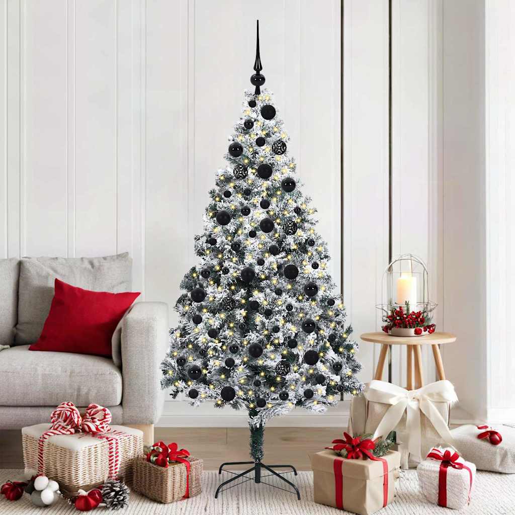 vidaXL Kunstkerstboom met 300 LED Wit 180 cm PVC en Staal en Kunststof