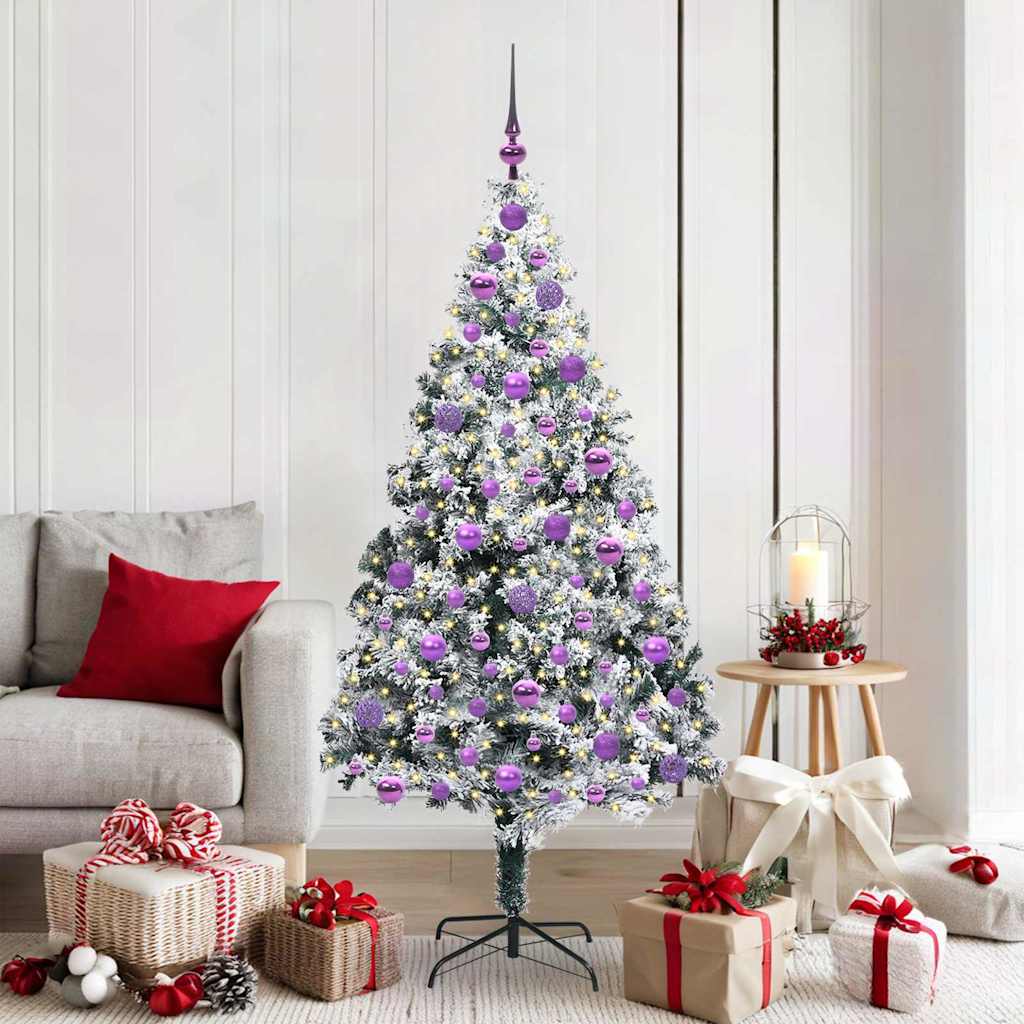 vidaXL Kunstkerstboom met 300 LED Wit 180 cm PVC en Staal en Kunststof