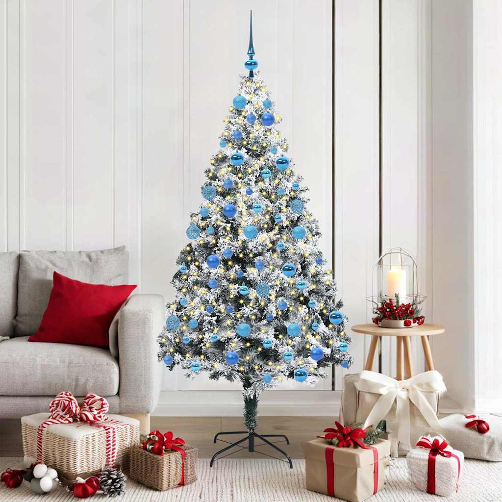 vidaXL Kunstkerstboom met 300 LED Wit 180 cm PVC en Staal en Kunststof
