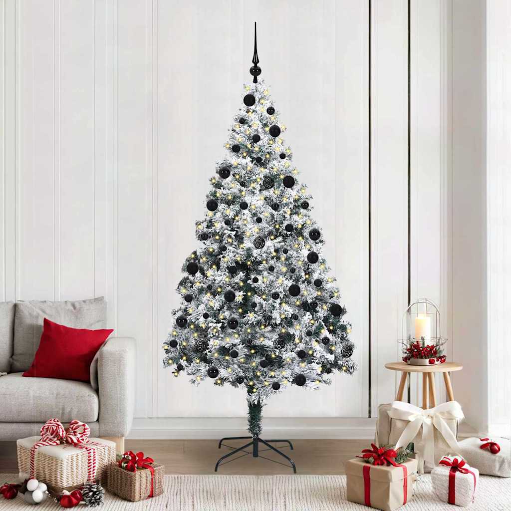 vidaXL Kunstkerstboom met 300 LED Wit 180 cm PVC en Staal en Kunststof