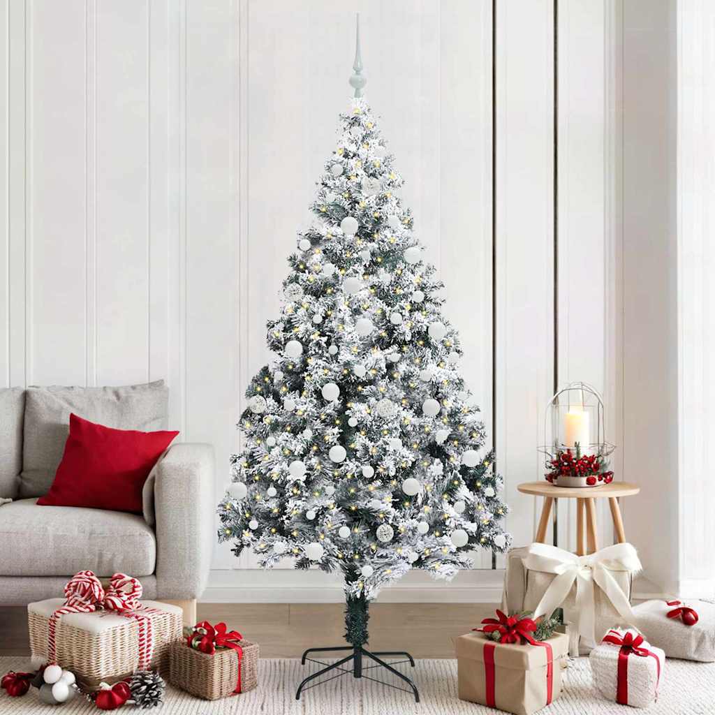 vidaXL Kunstkerstboom met 300 LED Wit 180 cm PVC en Staal en Kunststof