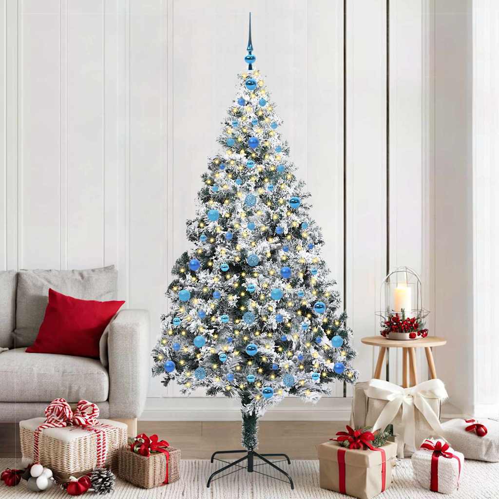 vidaXL Kunstkerstboom met 300 LED Wit 180 cm PVC en Staal en Kunststof
