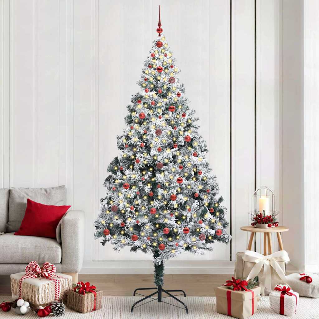 vidaXL Kunstkerstboom met 300 LED Wit 180 cm PVC en Staal en Kunststof