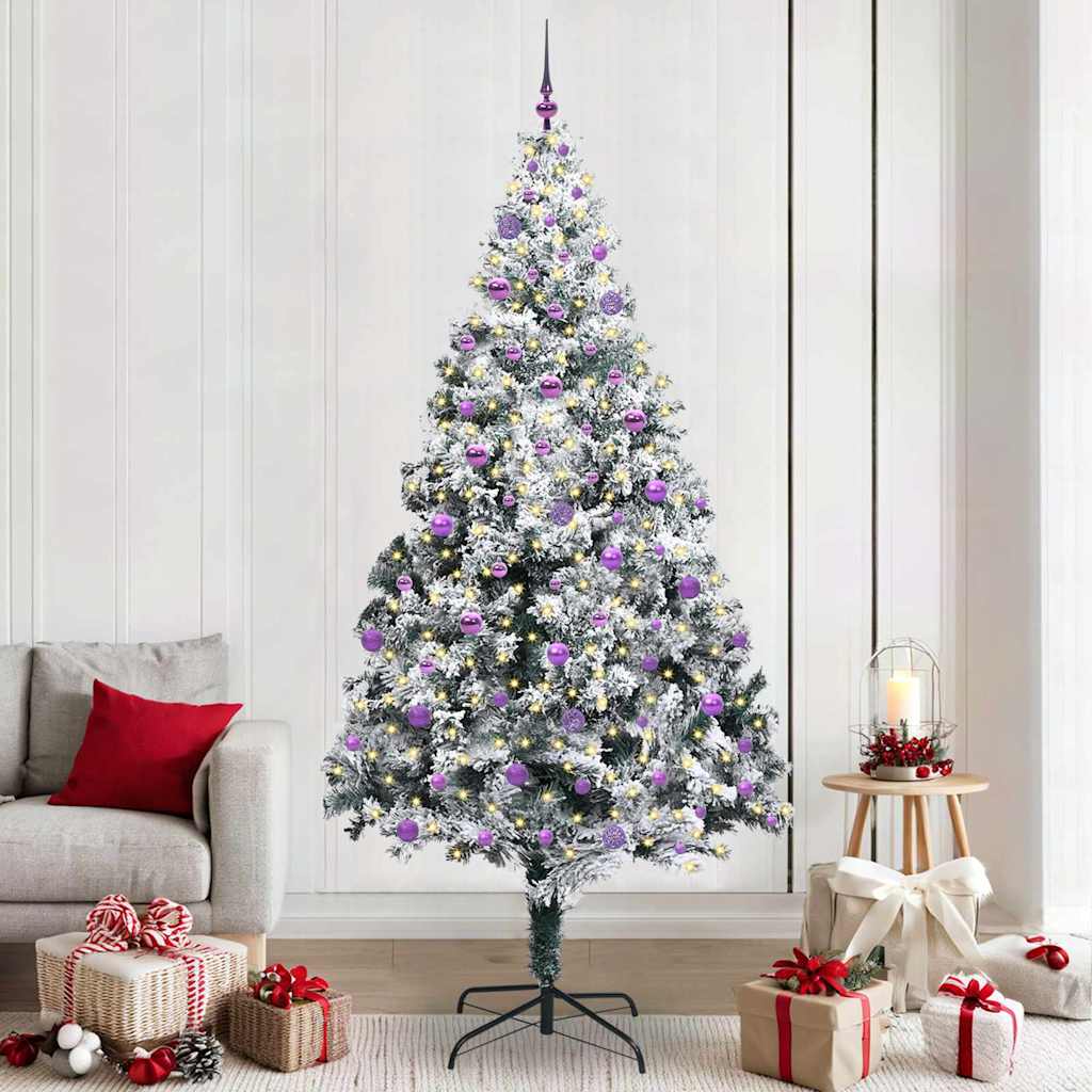 vidaXL Kunstkerstboom met 300 LED Wit 180 cm PVC en Staal en Kunststof