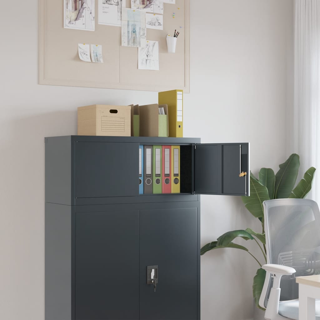 vidaXL Kantoorkast met 2 deuren 90 cm staal grijs