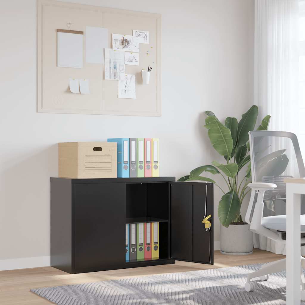 vidaXL Kantoorkast met 2 deuren 90 cm staal grijs