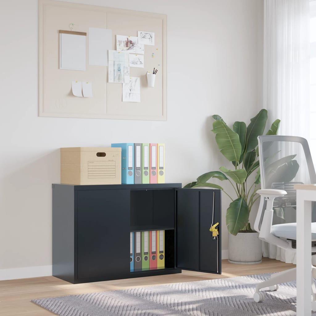 vidaXL Kantoorkast met 2 deuren 90 cm staal grijs