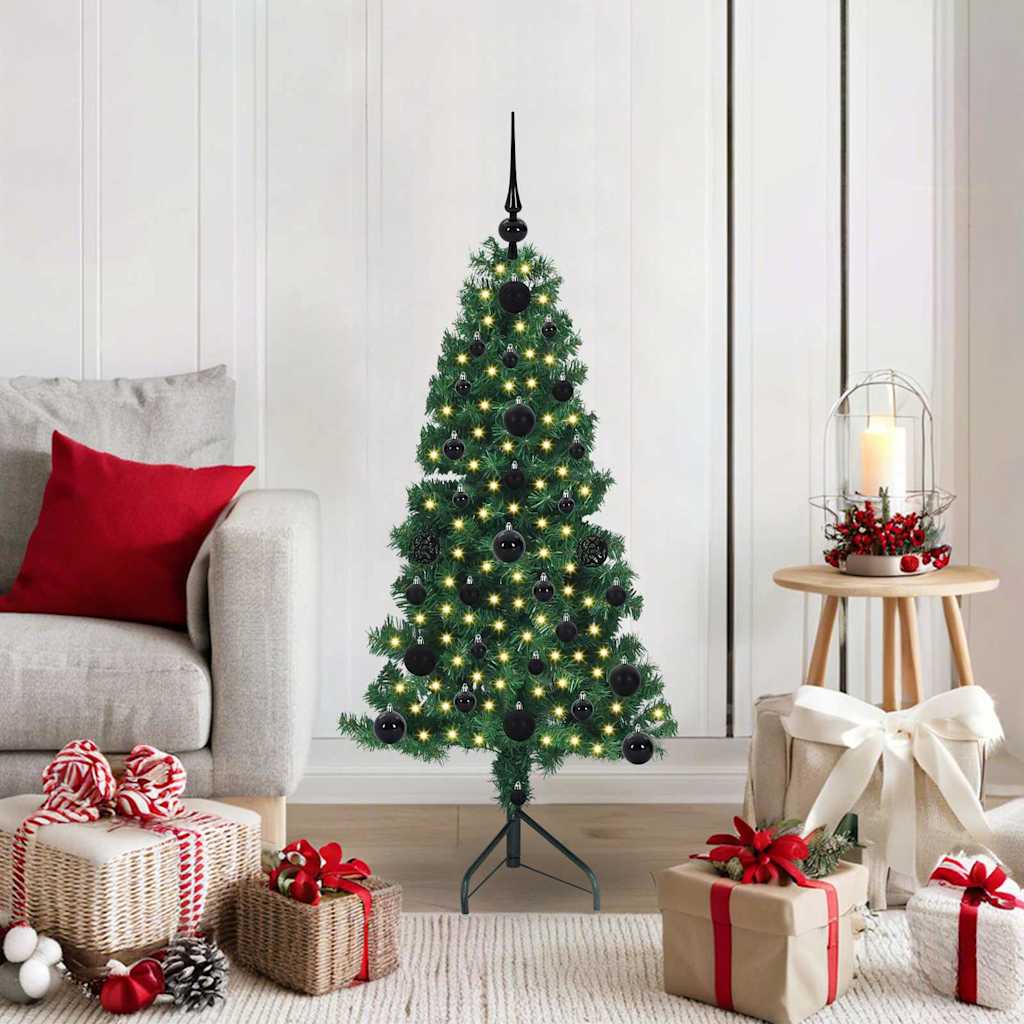 vidaXL Corner Artificial Christmas Tree with 300 LED Green 180 cm PVC and Metal