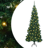 vidaXL Corner Artificial Christmas Tree with 300 LED Green 180 cm PVC and Metal