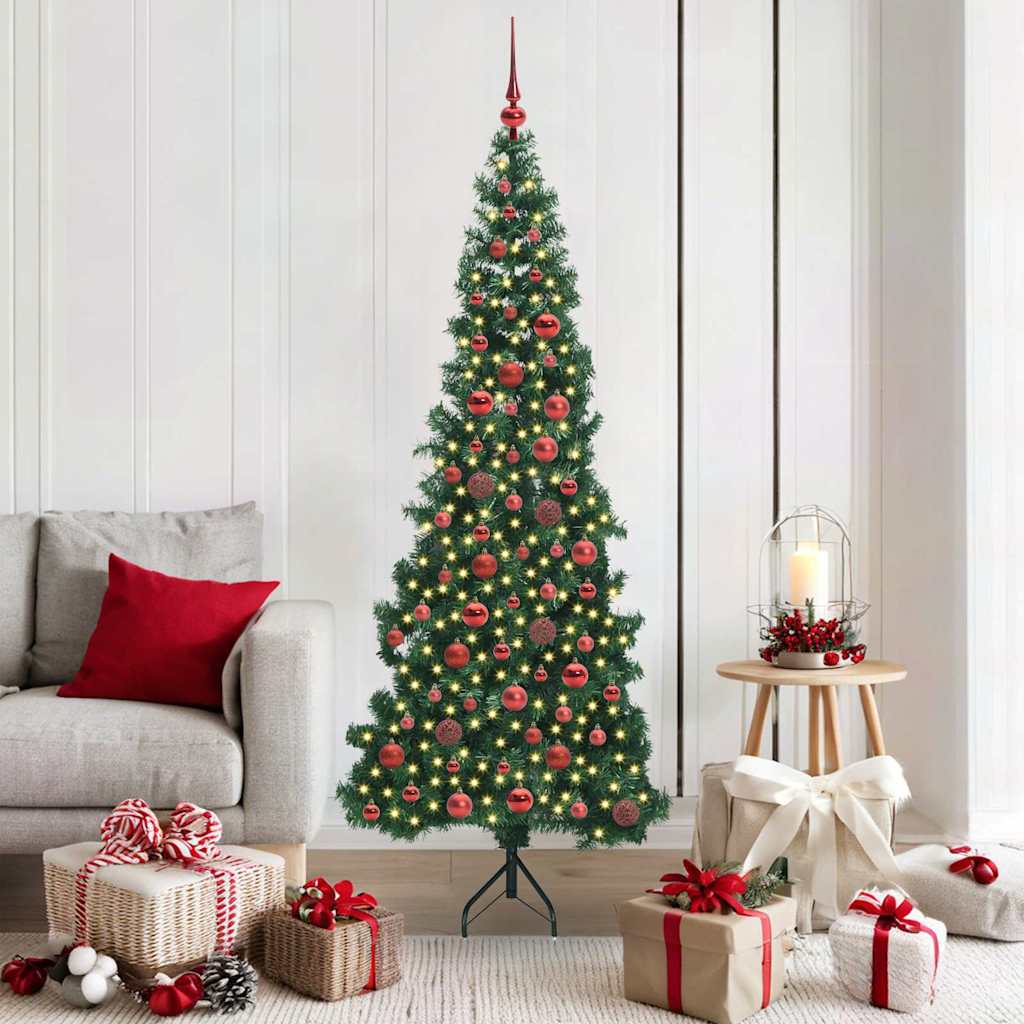 vidaXL Corner Artificial Christmas Tree with 300 LED Green 180 cm PVC and Metal