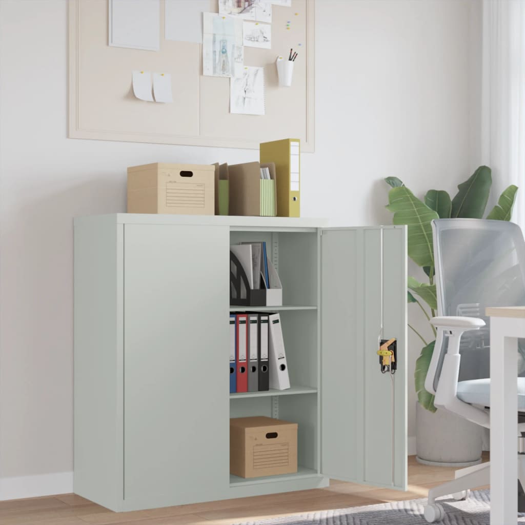 vidaXL Kantoorkast met 2 deuren 90 cm staal grijs