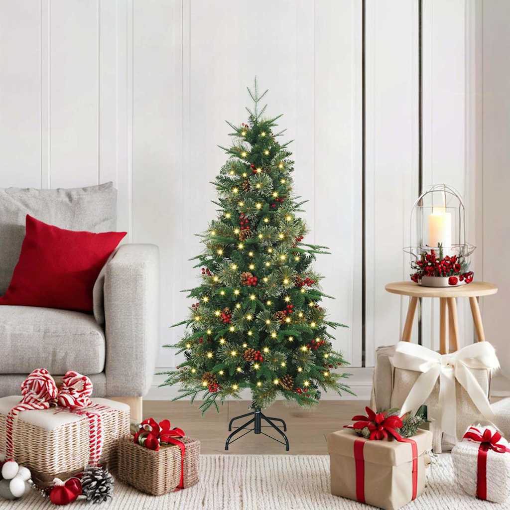vidaXL Kunstmatige Hinged Kerstboom met 150 LED Groen 120 cm PE en PVC