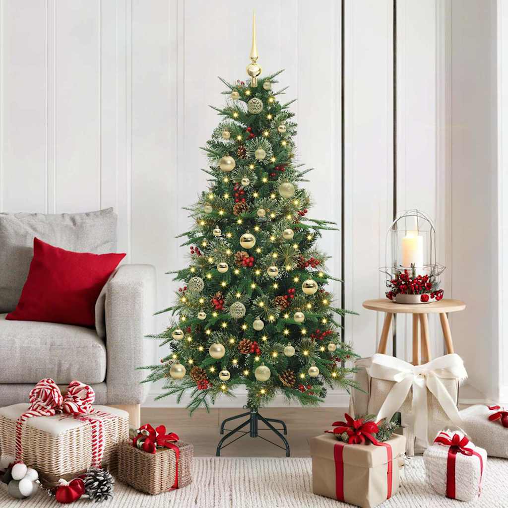 vidaXL Kunstmatige Hinged Kerstboom met 150 LED Groen 120 cm PE en PVC