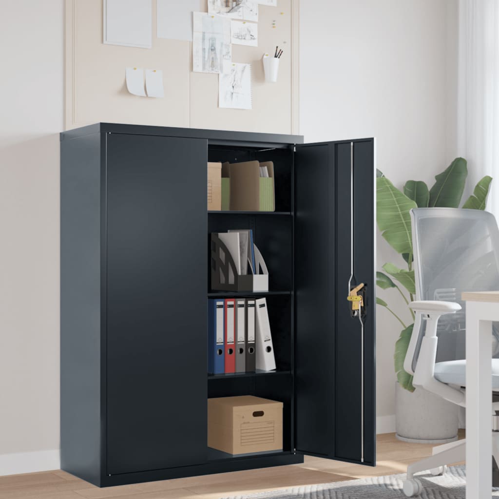 vidaXL Kantoorkast met 2 deuren 90 cm staal grijs