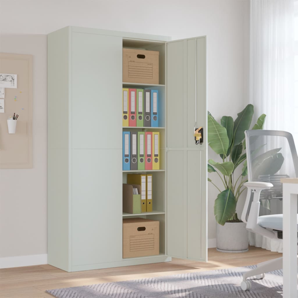 vidaXL Kantoorkast met 2 deuren 90 cm staal grijs
