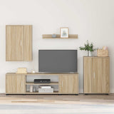 vidaXL Tv-meubelset Wandgemonteerd 4 pcs Wit Bewerkt hout