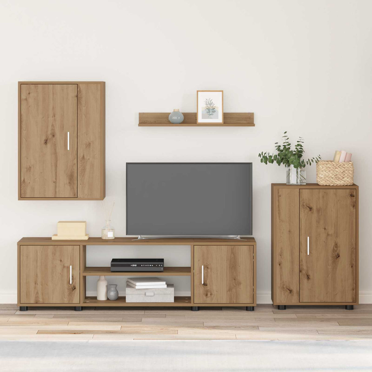 vidaXL Tv-meubelset Wandgemonteerd 4 pcs Wit Bewerkt hout