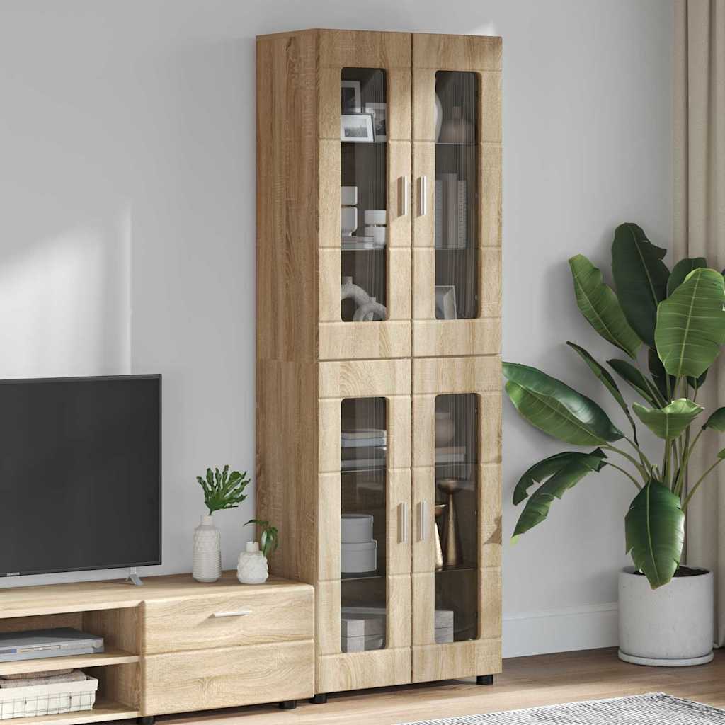 vidaXL Highboard met plank FLORIN Wit 60 x 35 x 182 cm Bewerkt hout