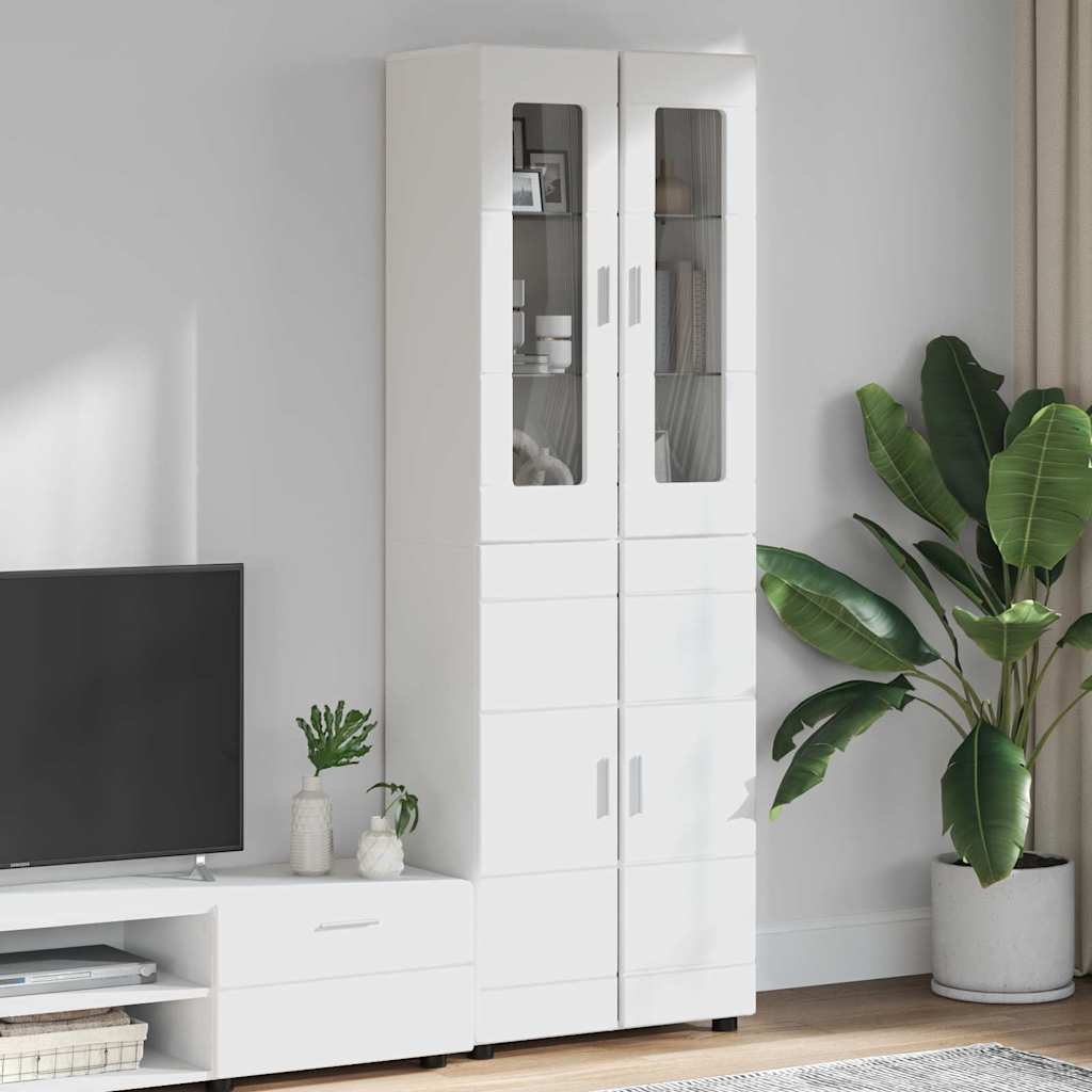 vidaXL Highboard met plank FLORIN Wit 60 x 35 x 182 cm Bewerkt hout