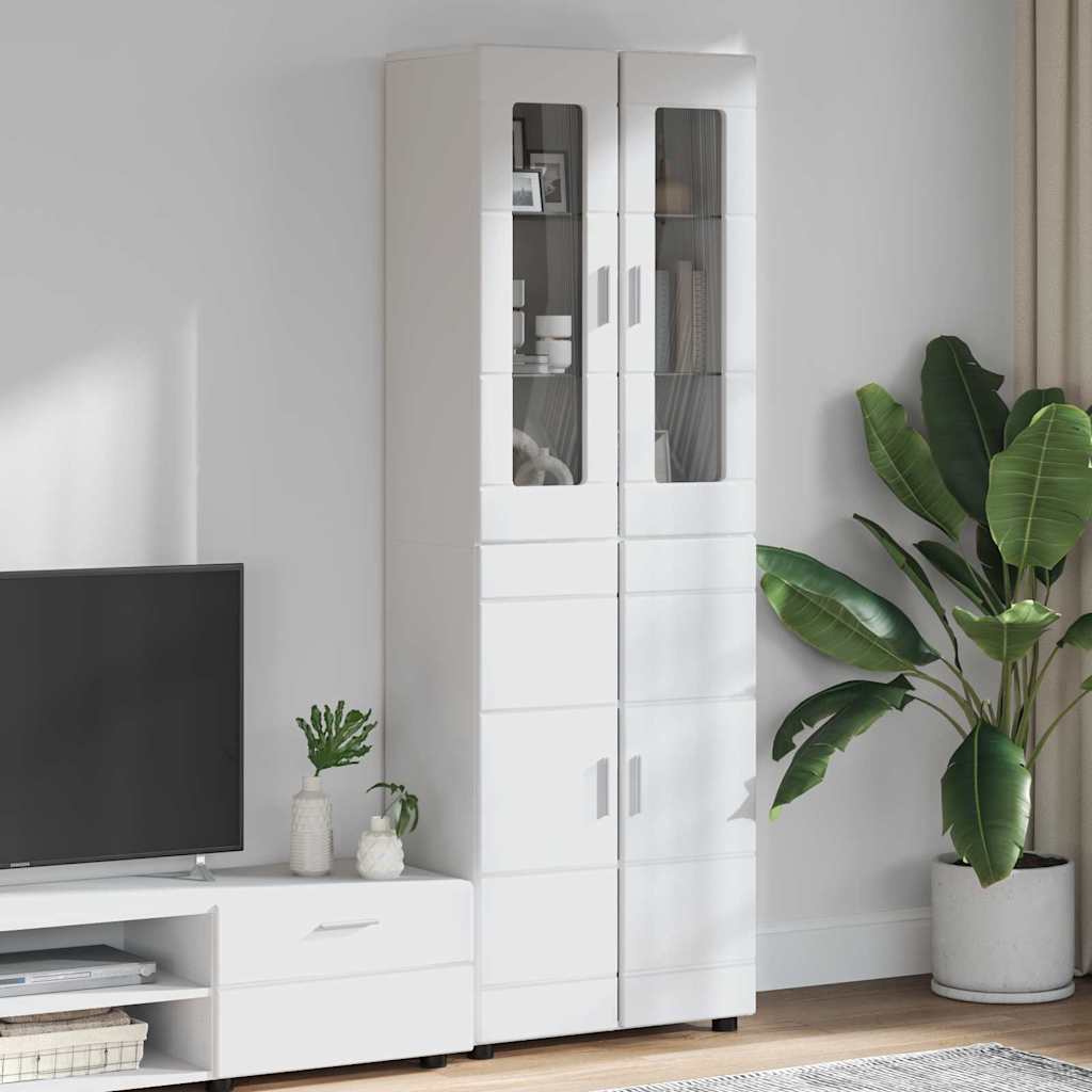 vidaXL Highboard met plank FLORIN Wit 60 x 35 x 182 cm Bewerkt hout