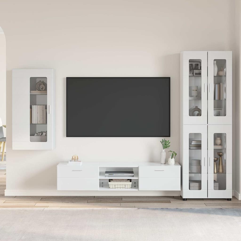 vidaXL Highboard met plank FLORIN Wit 60 x 35 x 182 cm Bewerkt hout